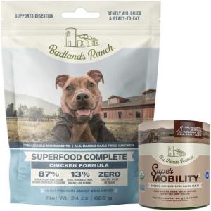 imageSuperfood Complete AirDried Adult Dog Food 24 Ounce Premium Chicken and Super Mobility Organic Supplement 90 Grams 30 Scoops