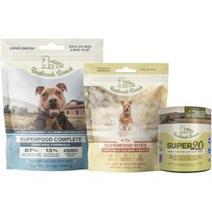 imageSuperfood Complete Premium Chicken 24 oz Superfood Bite Treat Salmon 4 oz Super20 317 oz Bundle