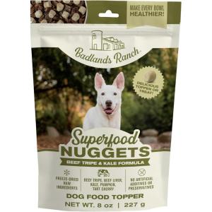 imageBADLANDS RANCH Superfood Nuggets  FreezeDried Raw Dog Treat ampamp Food Topper NutrientDense Beef Tripe ampamp Kale Formula High Protein No Artificial Additives 8oz BagBeef Tripe  Kale