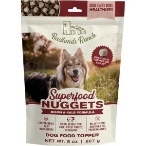 imageBADLANDS RANCH Superfood Nuggets  FreezeDried Raw Dog Treat ampamp Food Topper NutrientDense Beef Tripe ampamp Kale Formula High Protein No Artificial Additives 8oz BagBison  Kale