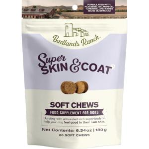 imageBadlands Ranch Super Skin amp Coat Soft Chews for Dogs  AntioxidantRich Superfoods with Flaxseed Salmon Oil Turmeric amp Lions Mane Mushroom  60 Soft Chews